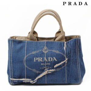 Prada Tote Bag Logo Denim Grayish Blue AVIO